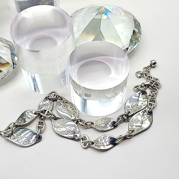 Retired Brighton "TWIRL" Swirled Links Necklace! Swirls & Lines Etched Details! - Picture 10 of 10